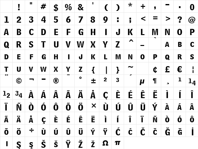 BellCent BdList BT Bold Listing Character Map BellCent BdList BT Bold Listing Character Map