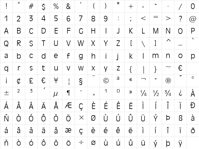 Incised901 Lt BT Light Character Map Incised901 Lt BT Light Character Map