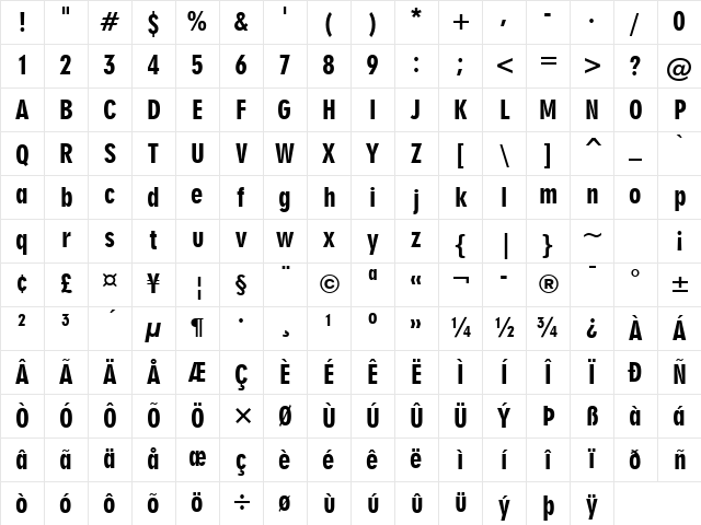 Geometr706 BlkCn BT Black Character Map