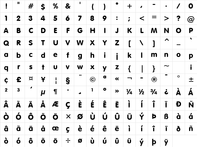 VAGRounded BT Regular Character Map VAGRounded BT Regular Character Map