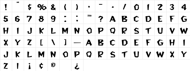 Bedrock-Light-Wide Regular Character Map