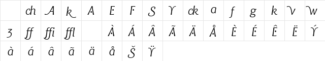 Chianti ItAlt BT Italic Alternate Character Map