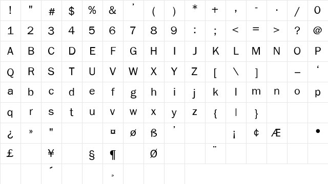 FranklinGothlte Regular Character Map FranklinGothlte Regular Character Map