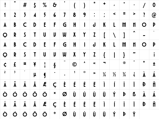 TT Modernoir Trial DemiBold Character Map