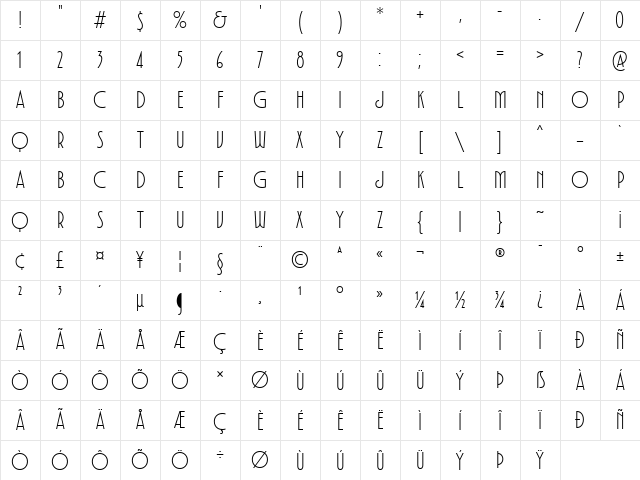 TT Modernoir Trial Light Character Map