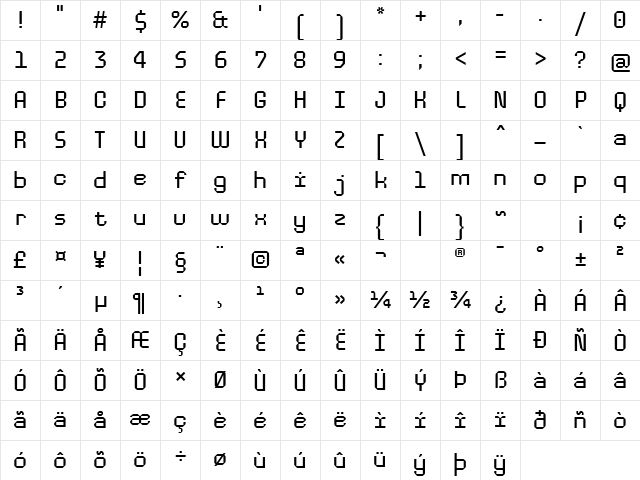 TT Paplane Trial Regular Character Map