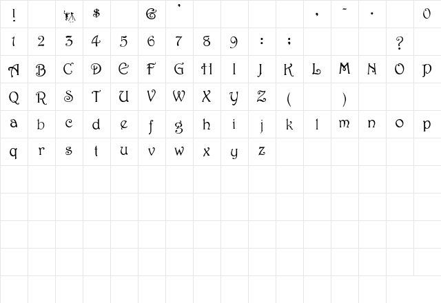 Harrington Regular Character Map