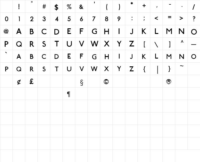 Tube Station Regular Character Map