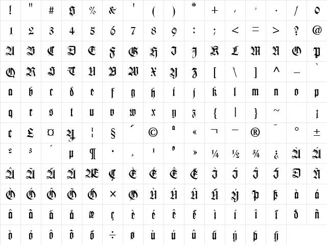 TudorSSK Bold Character Map TudorSSK Bold Character Map