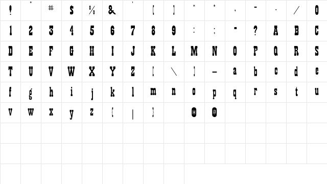 TumbleweedExpandedSSK Regular Character Map