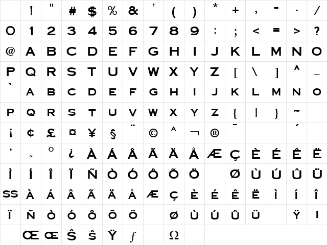 Beechnut Regular Character Map