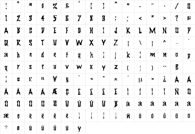 Tundra Regular Character Map Tundra Regular Character Map