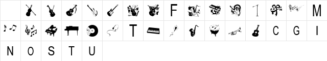 TungFont Music Regular Character Map TungFont Music Regular Character Map