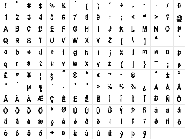 TungFont Tin Regular Character Map