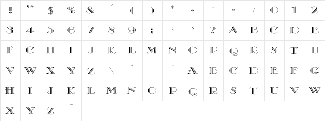 TuxedoBold Regular Character Map