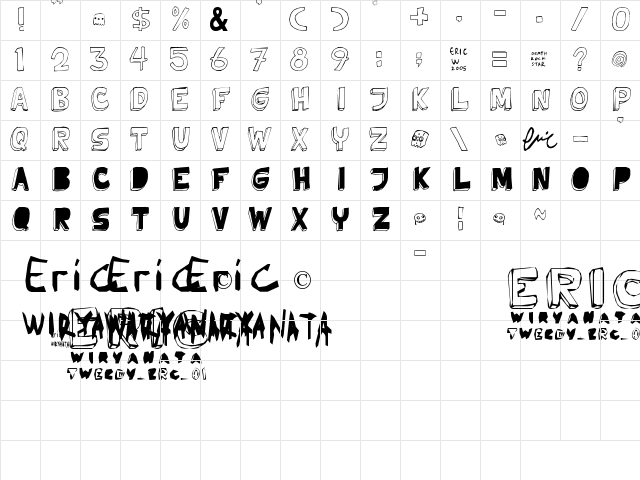 Tweedy_Erc_01 Regular Character Map