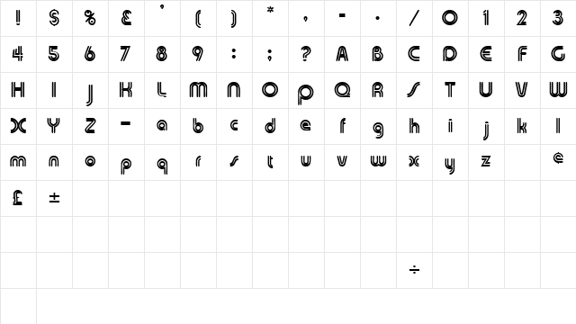 TwinkieDisplaySSK Regular Character Map