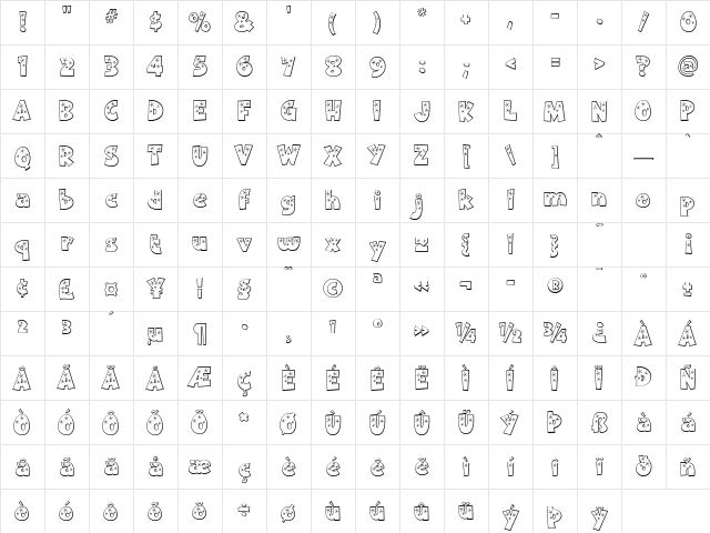 Twinkle Regular Character Map Twinkle Regular Character Map