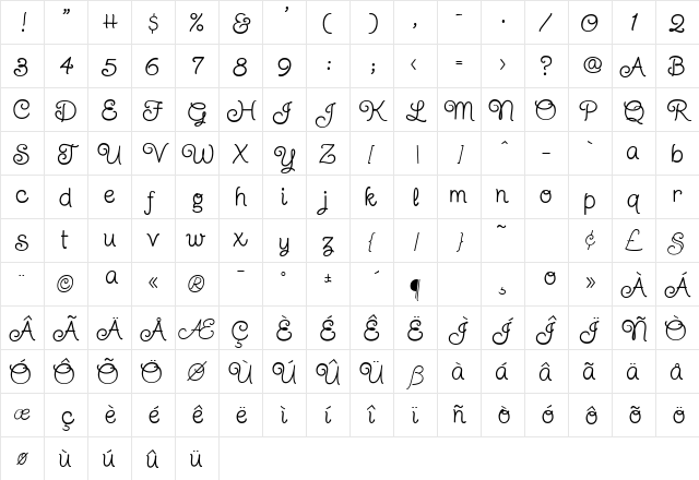 TwinkleStarROB Regular Character Map
