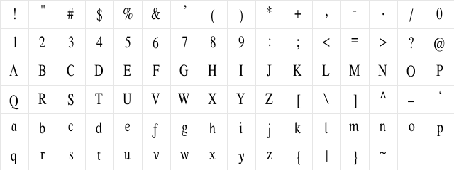 TymeThin Regular Character Map TymeThin Regular Character Map