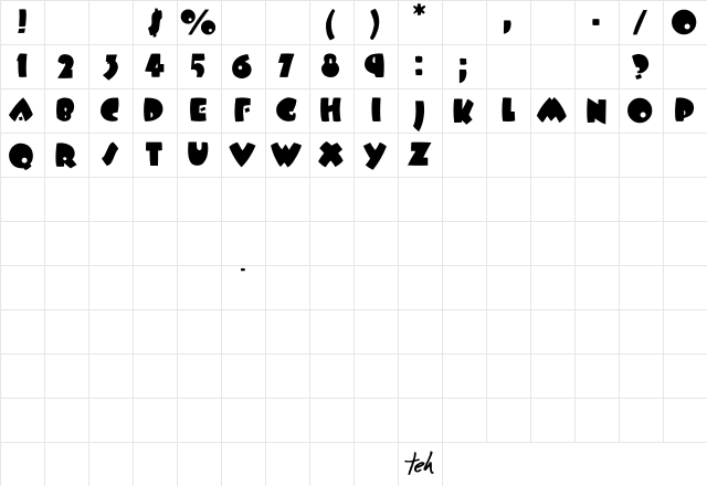 BeesWax Regular Character Map