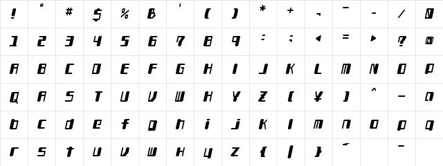 TYPEOUT2097 ALP Italic Character Map