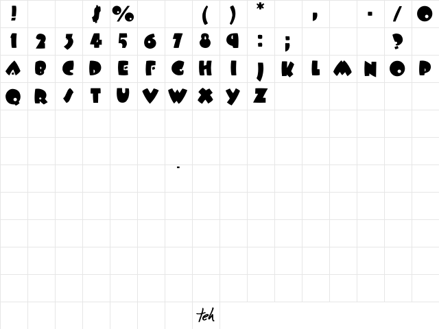 BeesWax Regular Character Map