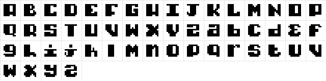 Typo pixel Regular Character Map