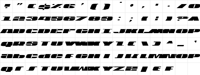 U.S.A. Italic Italic Character Map