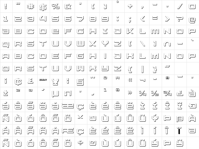 U.S.S. Dallas Outline Regular Character Map