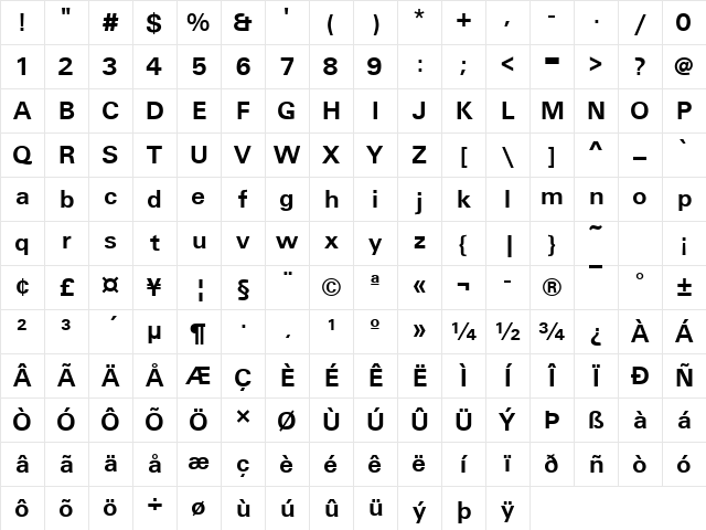 UnitusT Bold Character Map