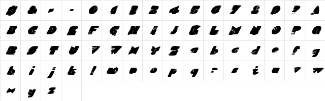 FZ UNIQUE 11 MANGLED ITALIC Normal Character Map