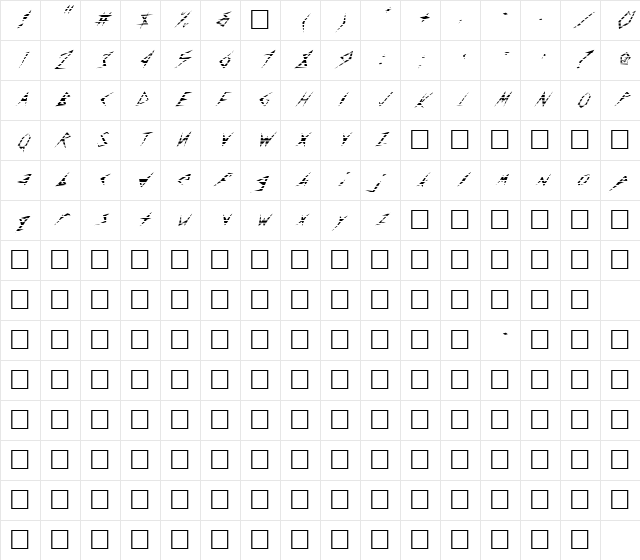 FZ UNIQUE 17 STRIPED ITALIC Normal Character Map