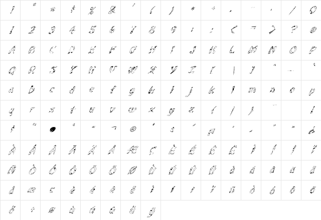 FZ UNIQUE 22 SPOTTED ITALIC Normal Character Map