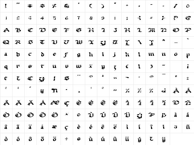 Uberh￿ Lazar Expanded Lazar Expanded Character Map