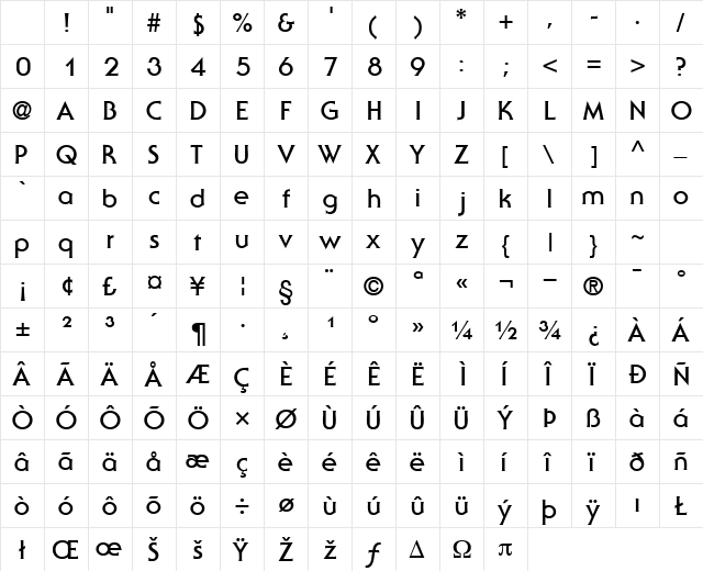 UbiqGothicSSK Bold Character Map