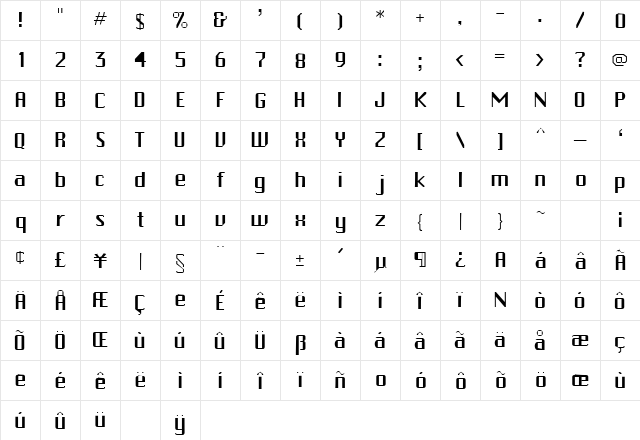 BeijingLightSSK Regular Character Map