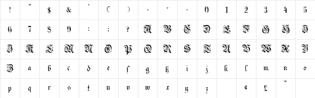 UechiGothic Normal Character Map