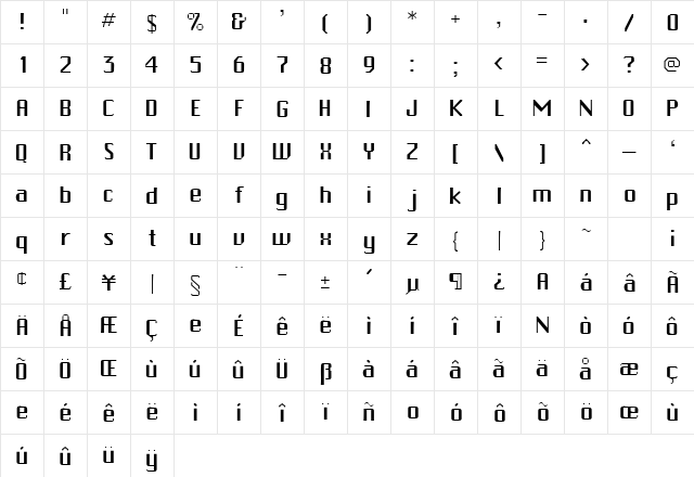 BeijingLightSSK Regular Character Map