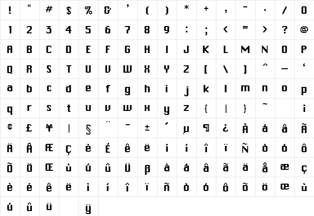 BeijingSSK Regular Character Map