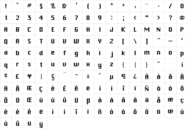 BeijingSSK Regular Character Map