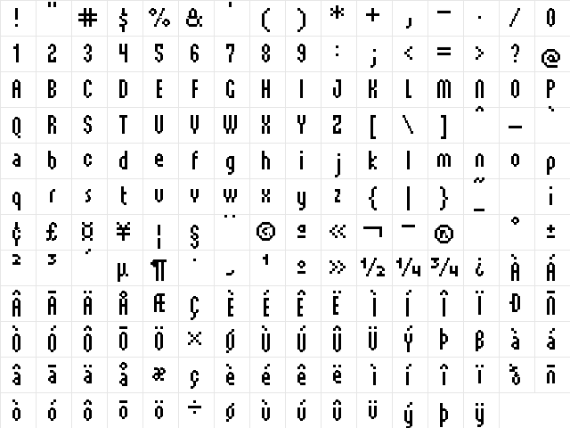 UF Jetson LF Regular Character Map