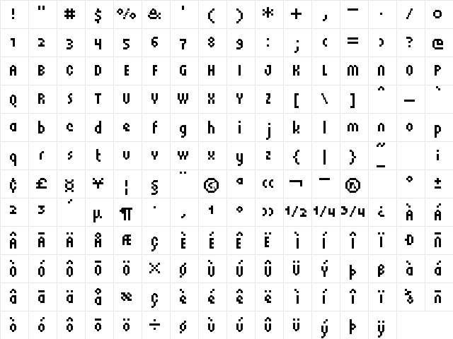 UF Jetson OSF Regular Character Map