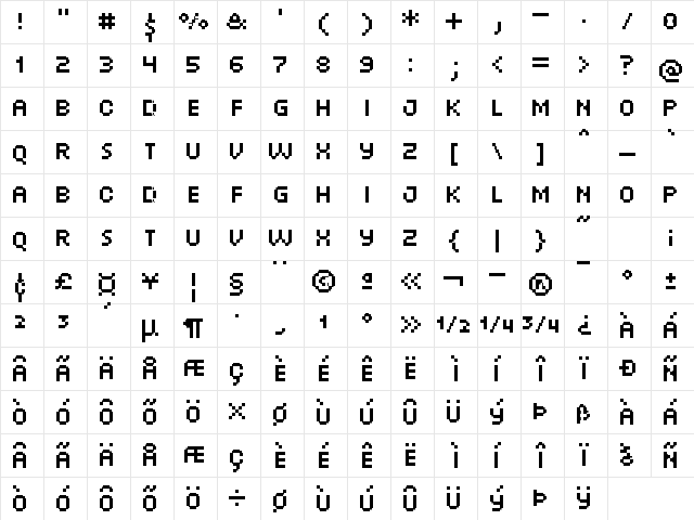 UF Orbital Menu Regular Character Map