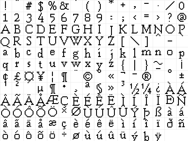 UF PT Bellefield Regular Character Map UF PT Bellefield Regular Character Map