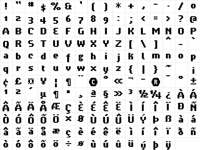 UF PT Bossa Bold Regular Character Map