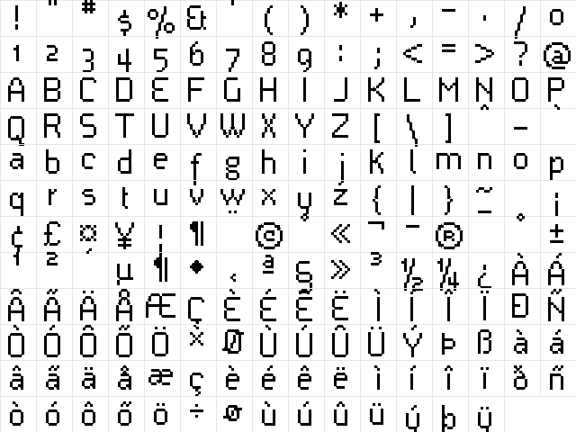UF PT Bossa Duo Regular Character Map