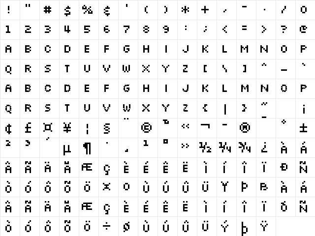 UF Silkscreen Remix E Regular Character Map UF Silkscreen Remix E Regular Character Map