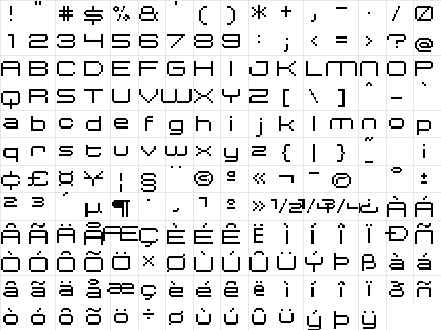UF Ultra Regular Regular Character Map
