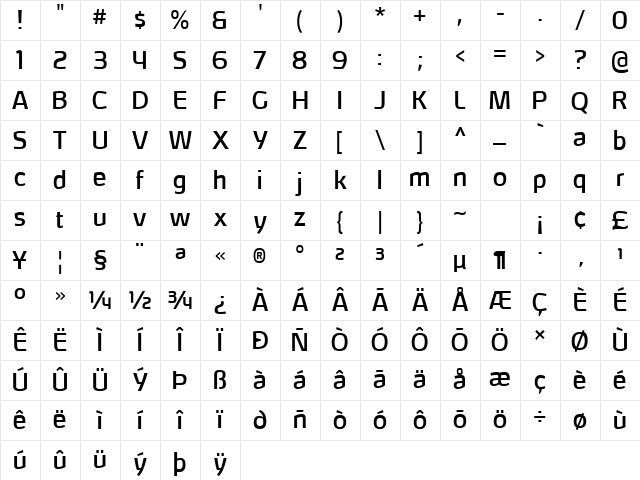 Hybrea Regular Character Map Hybrea Regular Character Map
